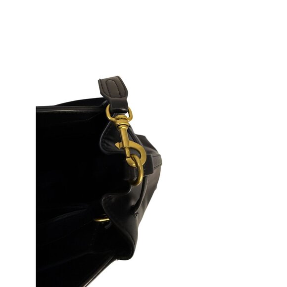 Coach Inspired Black Leather Handbag With Detachable Strap &‎ Gold Hardware - Picture 8 of 14